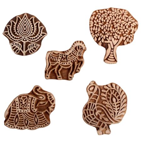 Set of 5 Piece New Mix Wooden Printing Block